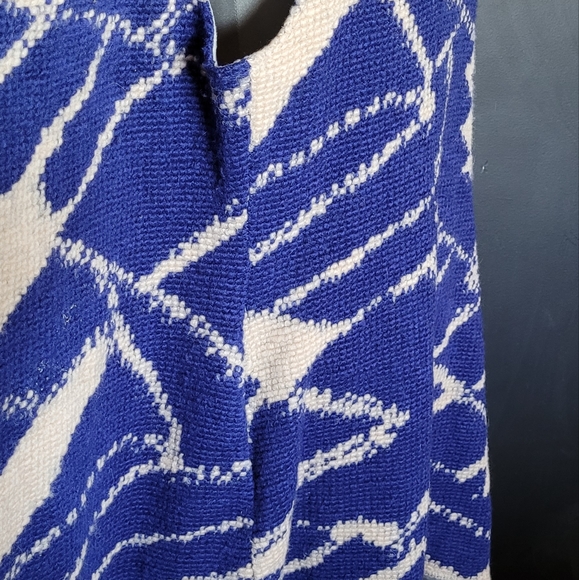 Small Blue+Tan Tabitha Wool Cardigan - Picture 5 of 5